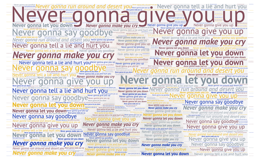 Never gonna give up!  Give you up, Never gonna, Great song lyrics