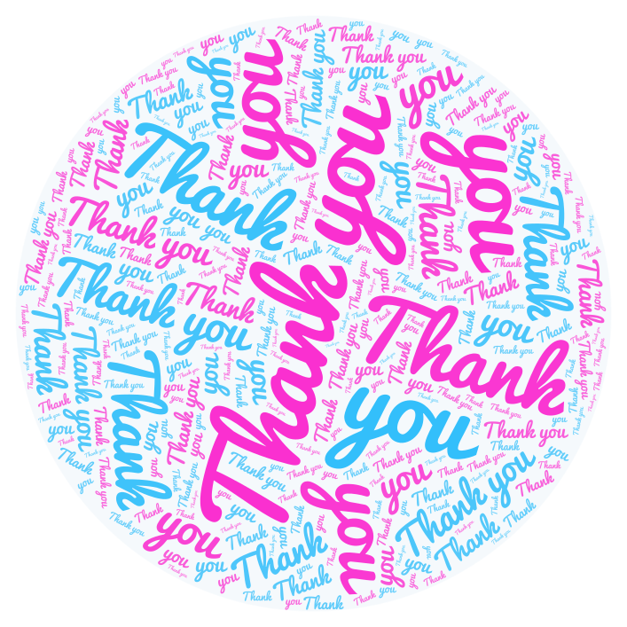 Pink and Blue Thank You – WordArt.com