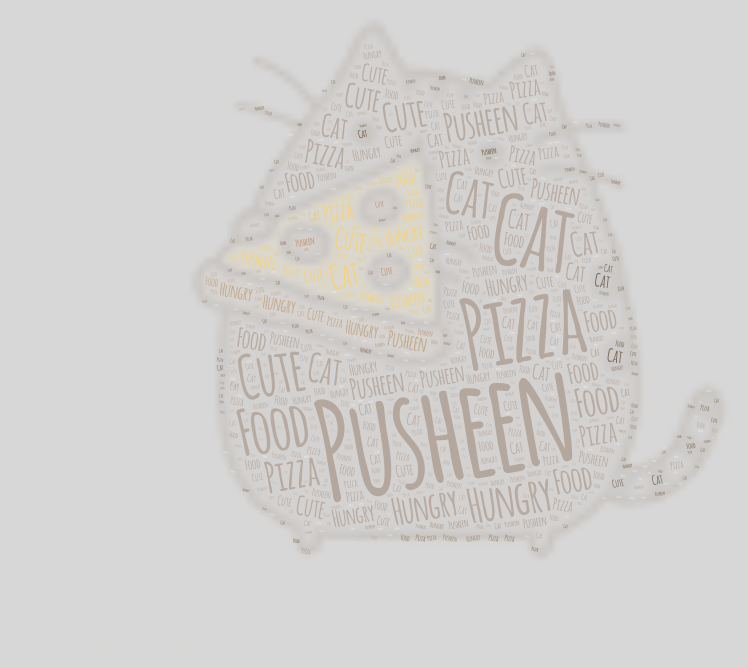 pusheen eating pizza