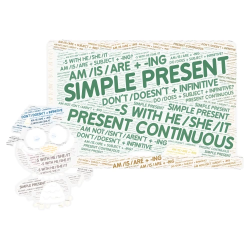 THE SIMPLE PRESENT VS. THE PRESENT CONTINUOUS word cloud art