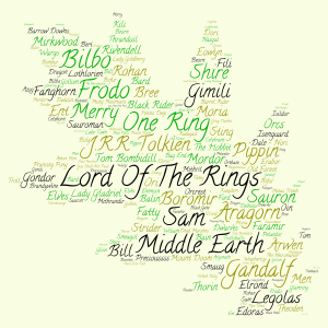 Lord Of The Rings and Hobbit word cloud art