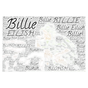 Billie Eilish Kneeling&Singing On Stage word cloud art
