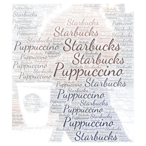 Puppuccino Starbucks word cloud art