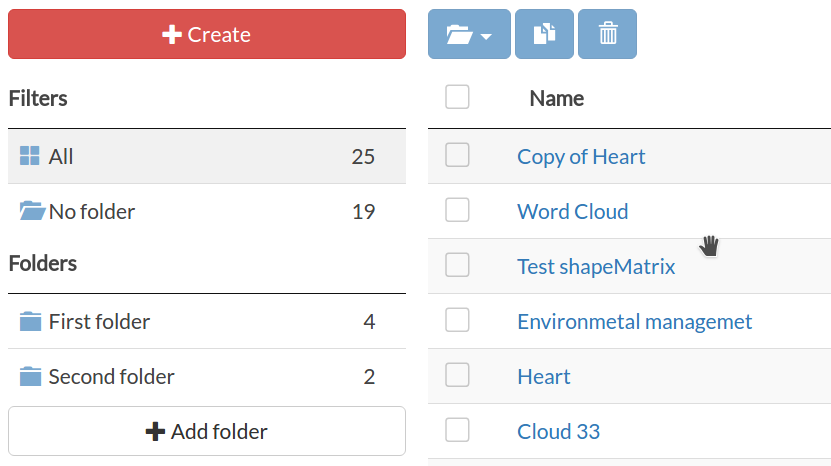 Folders for word cloud art